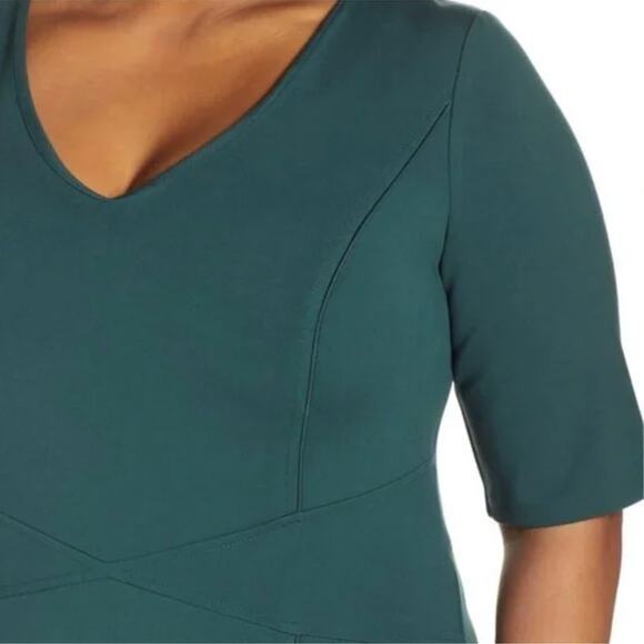 New! Eloquii 9 to 5 Stretch Work Dress dark emerald Green‎ sheath, size 18 - Picture 3 of 16
